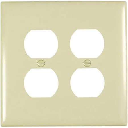 NEXTGEN TPJ82ICC10 2 Gang Double Duplex Outlet Opening Nylon Wall Plate; Ivory NE570296